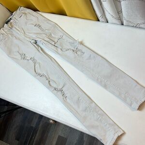 Fashion Nova off-white skinny stretch jeans destroyed leggings sz. 26